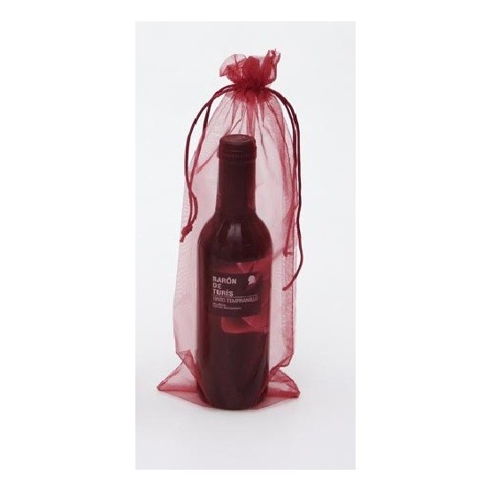 Bolsa Organza Vino/regalos Burdeos 13 x 35 (37,5cl)