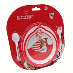 Set Plato Microondas con Cuchara y Tenedor Sevilla FC