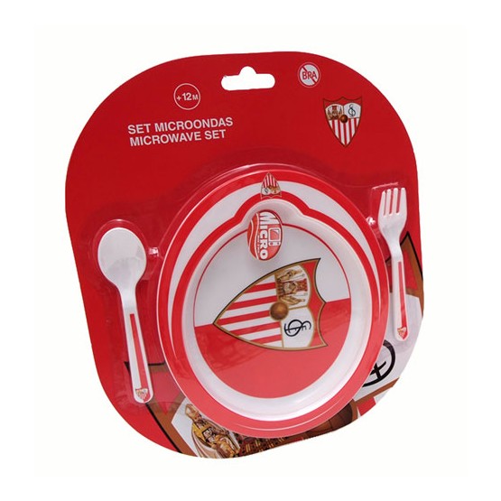 Set Plato Microondas con Cuchara y Tenedor Sevilla FC