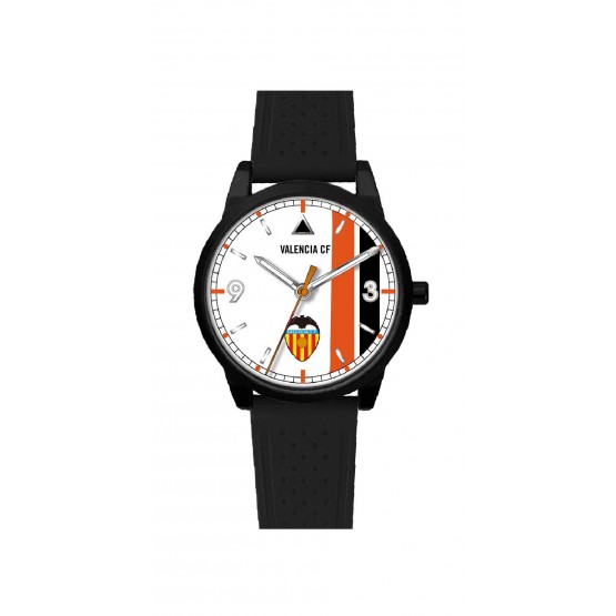 Reloj Deportivo Valencia CF con Correa Negra y Esfera Bicolor