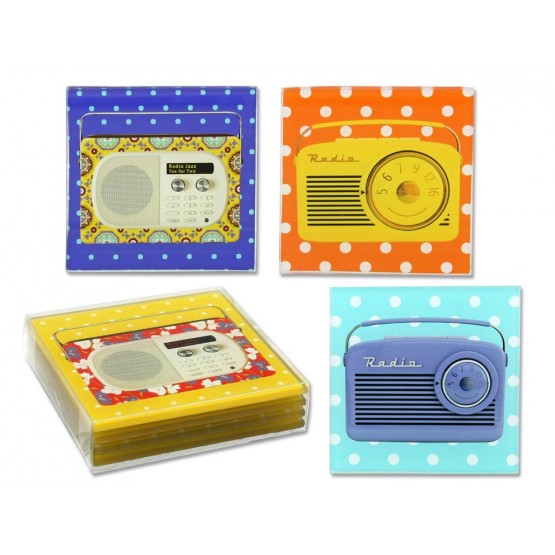 Jgo. 4 posavasos cristal diseño radios Mod. 320553