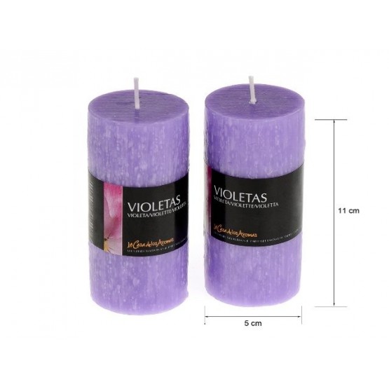 Vela perfumada tubo violetas 220gr. en expo de 6 uni. Mod.040239